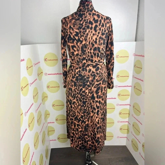 INC Womens Knit Animal Print Belted Midi Dress Long Sleeves - Picture 3 of 5